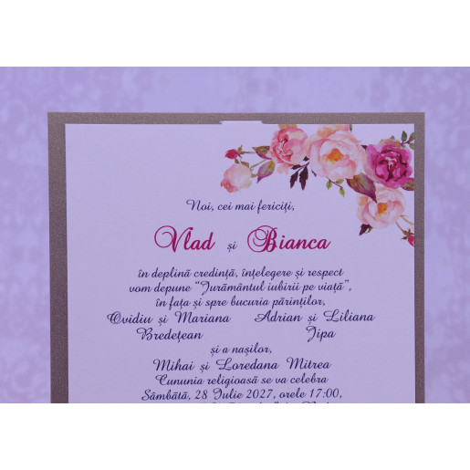 Invitatie de nunta florala crem 2217 POLEN