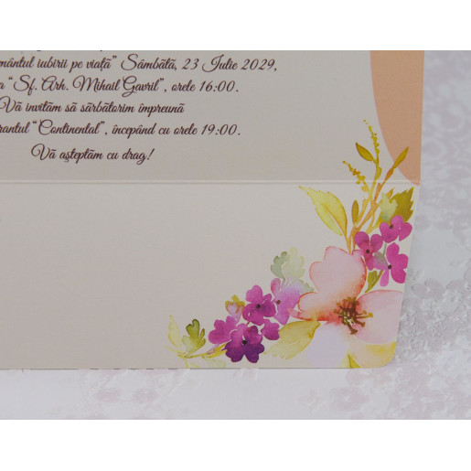 Invitatie de nunta florala in forma de plic 2212 Polen 