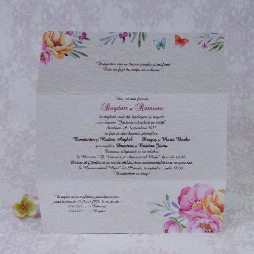 Invitatie de nunta florala tip plic 2209 Polen 