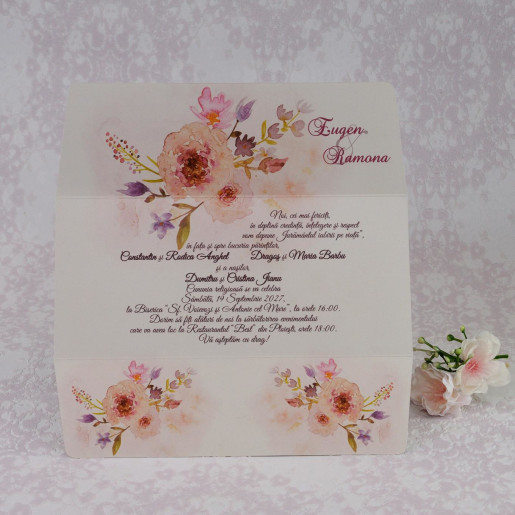 Invitatie de nunta florala in forma de plic 2214 Polen 