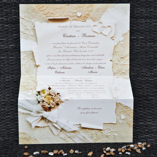 Invitatie de nunta papirus florala 1072 Polen