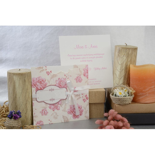 Invitatie cu tema florala si fundita 17004 ARMONI