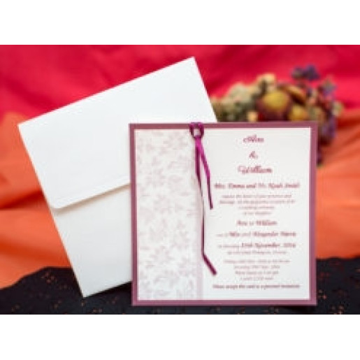Invitatie de nunta cu model floral si fundita 215