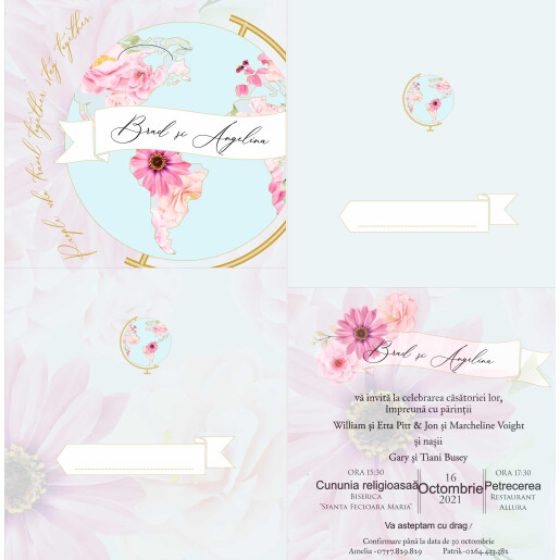 Invitatie De Nunta Digitala Glob Floral 030