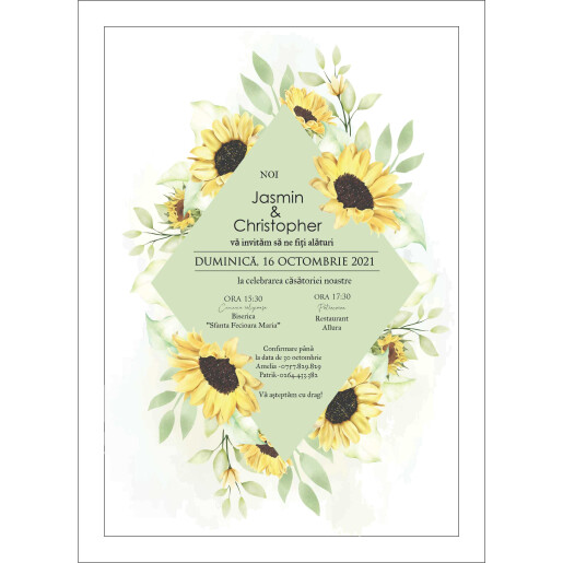 Invitatie De Nunta Digitala Cu Floarea Soarelui 035 