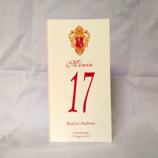 M04 Alb/Crem - Meniu cu motiv royal