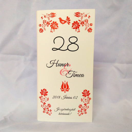 M63 Alb/Crem - Meniu cu model traditional floral