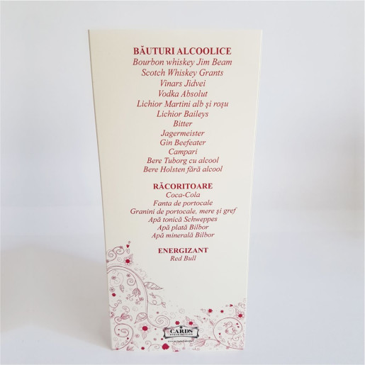 Meniu triunghiular cu motiv floral elegant MT27 - Crem
