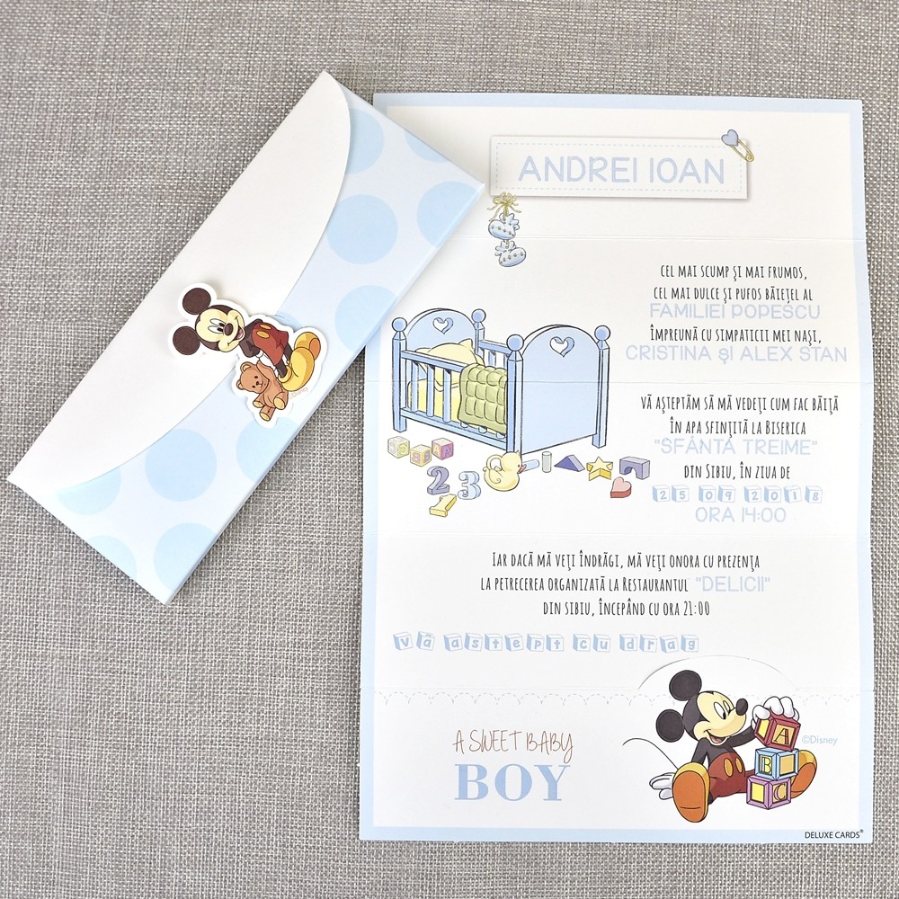 Invitatie De Botez Pliabila Mickey 15719 Deluxe Invitatie De Nunta