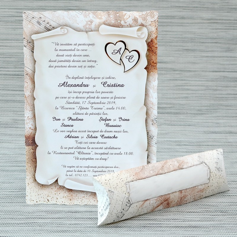 Invitatie De Nunta Papirus Cu Tema Muzicala 1145 Polen Invitatie De Nunta
