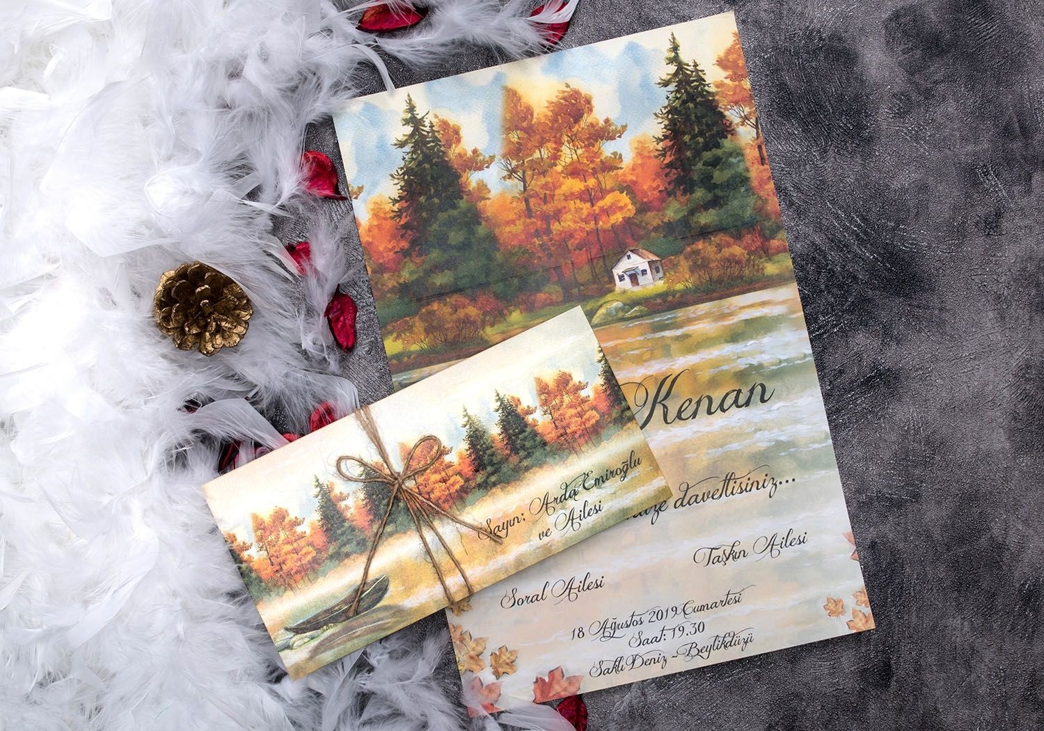 Invitatie De Nunta Eleganta Si Ieftina Cu Frunze De Toamna 52543