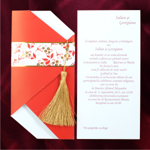 Invitatie de nunta rosu cu auriu 115434 TBZ