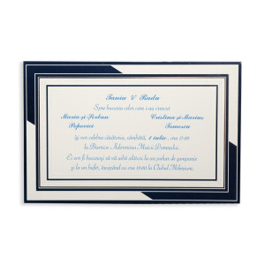 Invitatie de nunta cu chenar albastru 301068 TBZ