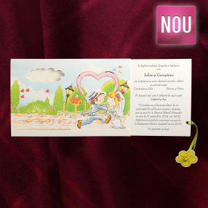 Invitatie de nunta haioasa cu floricele si inimioare 140006 TBZ