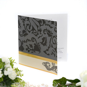 Invitatie de nunta cu nuante de gri negru si auriu 115437 TBZ