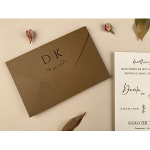 Invitatie De Nunta Eleganta Cu Plic Natur 12252 ELA