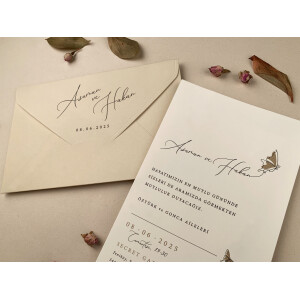 Invitatie De Nunta Romantica Cu Fluturi 12253 ELA