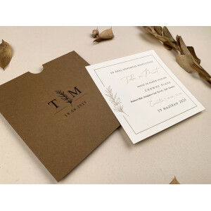 Invitatie De Nunta Florala Patrata Cu Plic Natur 12255 ELA