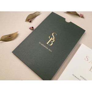 Invitatie De Nunta Eleganta Cu Plic Verde 12260 ELA