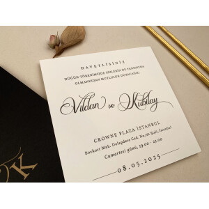 Invitatie De Nunta Eleganta Patrata Cu Plic Negru 12262 ELA