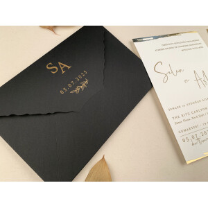 Invitatie De Nunta Eleganta Cu Plic Negru 12267 ELA