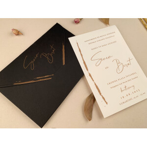 Invitatie De Nunta Eleganta Cu Plic Negru 12268 ELA