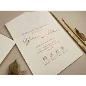 Invitatie De Nunta Eleganta Crem 12284 ELA