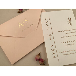 Invitatie De Nunta Eleganta Cu Plic Somon 12287 ELA