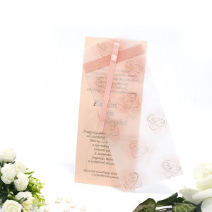 Invitatie de nunta cu model floral somon si auriu 125036 TBZ