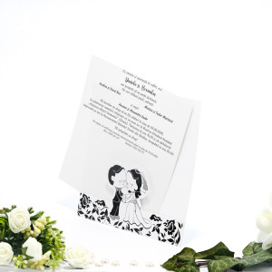 Invitatie de nunta haioasa cu miri in alb si negru 140016 TBZ