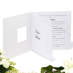 Invitatie de nunta florala alb si negru 160035 TBZ