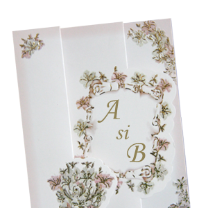 Invitatie de nunta florala cu auriu 125024 TBZ