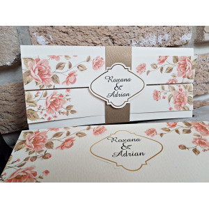 Invitatie de nunta cu model floral 2706 POPULAR