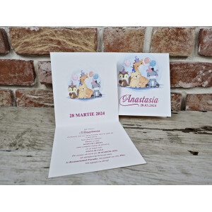 Invitatie De Botez Cu Animale Si Baloane 604 TH
