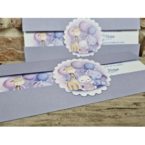 Invitatie De Botez Cu Mov Si Animalute 611 TH
