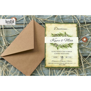 Invitatie de nunta vintage ramura de maslin 70307 KRISTAL