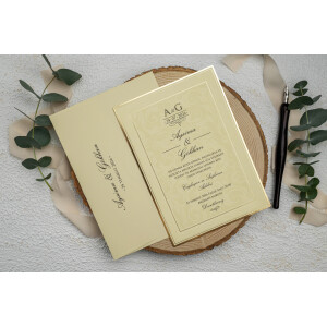 Invitatie De Nunta Clasica Cu Chenar Auriu 9132 EKONOM