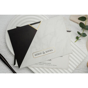 Invitatie De Nunta Eleganta Cu Model De Marmura 9152 EKONOM