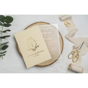 Invitatie De Nunta Din Plastic Cu Chenar Si Plic 9316 EKONOM