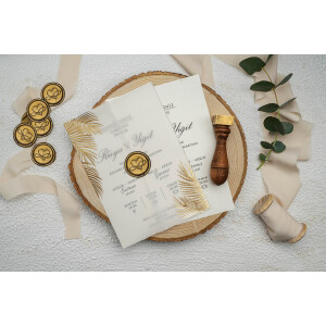 Invitatie De Nunta Florala Cu Frunze Palmier 9328 EKONOM