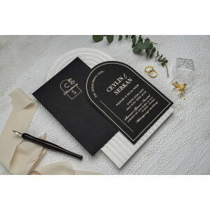 Invitatie De Nunta Eleganta Neagra 9373 EKONOM
