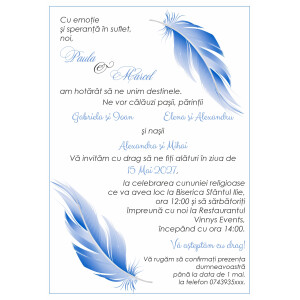 Invitatie De Nunta Digitala Cu Pene Albastre 051