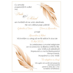 Invitatie De Nunta Digitala Cu Pene Crem 053