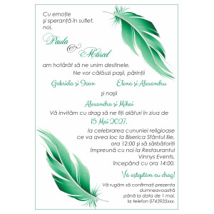 Invitatie De Nunta Digitala Cu Pene Verzi 052