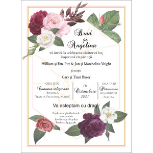 Invitatie De Nunta Digitala Florala Cu Chenar 036 