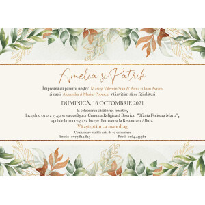 Invitatie De Nunta Digitala Florala cu Frunze 039 
