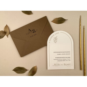 Invitatie De Nunta Eleganta Cu Plic Natur 12250 ELA