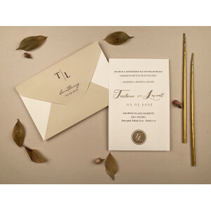 Invitatie De Nunta Eleganta Cu Plic Decupat 12256 ELA