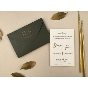 Invitatie De Nunta Eleganta Cu Plic Verde 12258 ELA