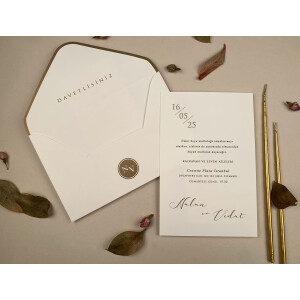 Invitatie De Nunta Eleganta Cu Plic Cu Chenar 12259 ELA